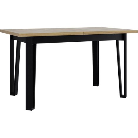 Mesa Victorville 354, Roble Sonoma + Negro, 79x80x140cm, Alargamiento, Aglomerado laminado, Metal