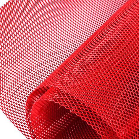 100x33cm Rouge grille de course, Taille du trou de Losange de 3×6mm, grille en aluminium, universels grille de radiateur de voiture (1/5)