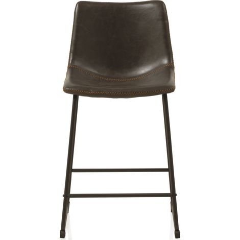 Lot de 2 tabourets rembourrés marron avec pieds en métal noir (1/5)