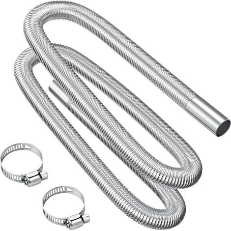 Tubo de escape, tubo de escape flexible portátil de acero inoxidable de 200 cm con 2 abrazaderas de acero inoxidable, tubo de escape para coche (25 mm) para calentador diésel de coche (1/5)