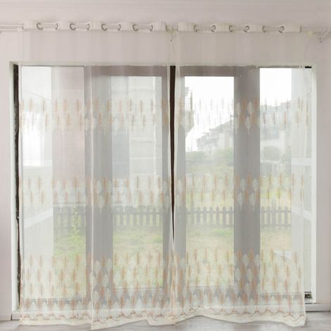 Rideaux en polyester, cantonnières en voile, décoration pour chambre et salon (kaki) (1/5)