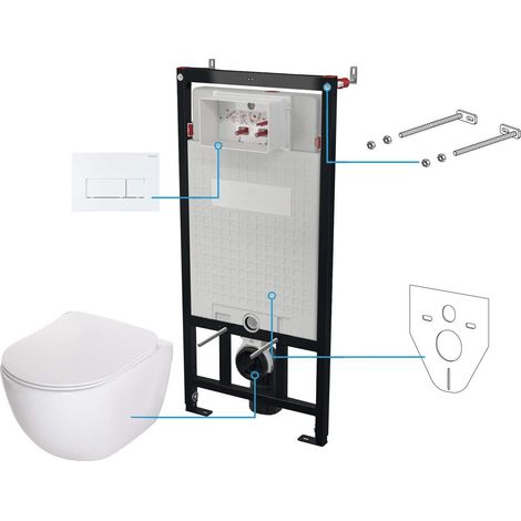 Pacchetto completo per WC sospeso in colore bianco lucido 510 x 360 mm Deante Peonia CDEA6ZPW Bianco lucido
