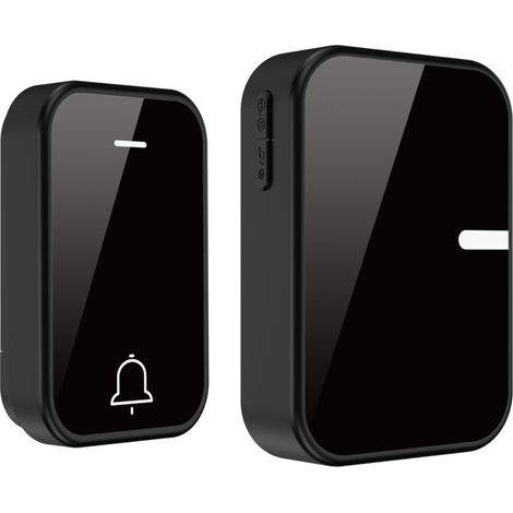 Kabellose Türklingel, wasserdicht, für den Innen- und Außenbereich, batterielos, 1 Sender, 1 Empfänger, 150 m Reichweite (schwarz) (1/5)
