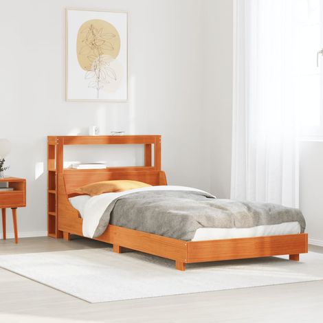 Cama sin colchón madera maciza de pino marrón cera 100x200 cm vidaXL (1/5)