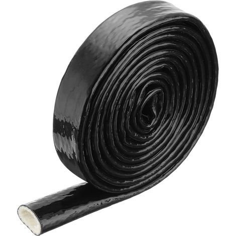 0,6" ID 10ft Gaine de Protection Thermique en Fibre de Verre Revêtue de Silicone, pour Tuyaux automobiles, Fils Électriques, Câblage Électrique, Gaine Thermique Protection, Noir (1/5)