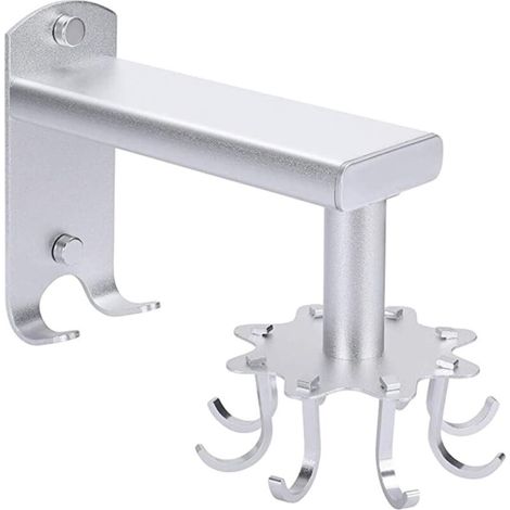 Küchenhaken, Teleskop-Wandhaken zum Aufhängen von Küchenaufbewahrung, multifunktional für Küche und Möbel (Space Aluminium Silber 8 Haken) - Crezuo