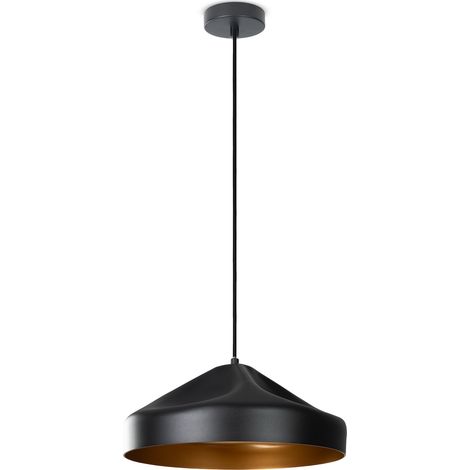 Paco Home Lámpara Colgante Salón Mesa Comedor Cocina Cable Textil 1,5m Industrial Negro-Oro, Lámpara colgante - Tipo 3