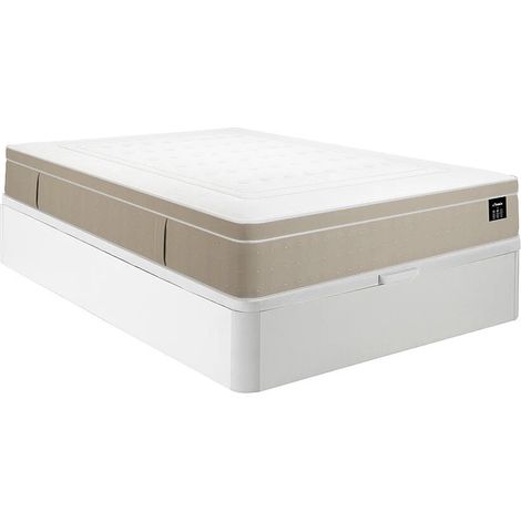 Set 160 x 200 cm rete letto contenitore bianco + materasso ibrido molle insacchettate 7 zone e gel memory foam sp.28cm - CIREVA di YSMÉE (1/5)