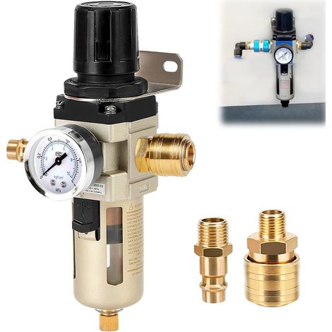 Reductor de presión de aire comprimido de 3/8", separador de agua y aire comprimido, regulador de presión, reductor de presión separador de agua, regulador de aire comprimido