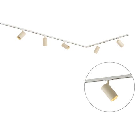 QAZQA Modern Track Lighting System with 5 Spotlights White with