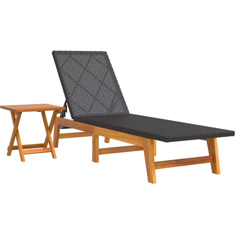 Maison Exclusive - Tumbona con mesa ratán sintético y madera maci