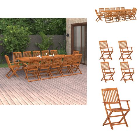 13-tlg. Garten-Essgruppe 280x90x75 cm Massivholz Akazie - Gartenmöbel - Esstisch - Gartensessel - Akazienholz - Outdoor Möbel (1/5)