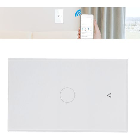 Interrupteur tactile unidirectionnel en verre à commande vocale sans capacité pour Tuya, compatible avec une large plage de tension de 100 à 240 V. (1/5)