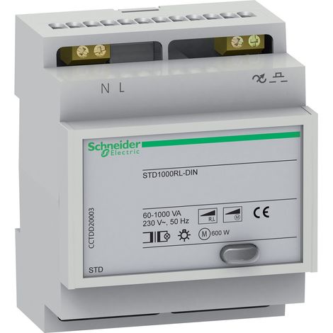 Schneider Electric – Télévariateur 1000W DIN – Commande de scénario – Intensité 10A – Alimentation 230V – IP20 – Pour lampes halogènes et LED (1/3)