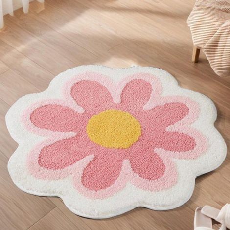 Tapis de bain fleuri 40 x 40 cm – Tapis de bain doux et antidérapant en microfibre lavable et très absorbante, idéal pour la (1/5)