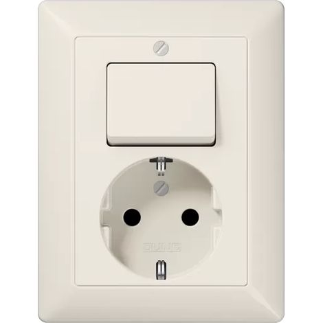 Jung SCHUKO®-Steckdose 16 A 250 V mit Schalter Universal Aus-Wechsel 10 AX 250 V , Schraubklemmen, Duroplast, Serie AS, weiß AS 5576 U