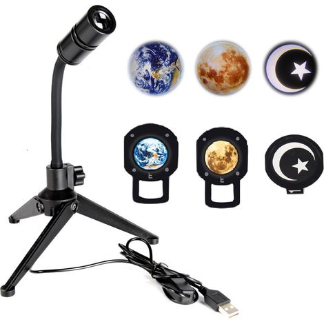Rotierende 3D-Mond- und Erdlampe, 360°-LED-Projektion für Nachtdekoration und Selfie-Hintergrund
