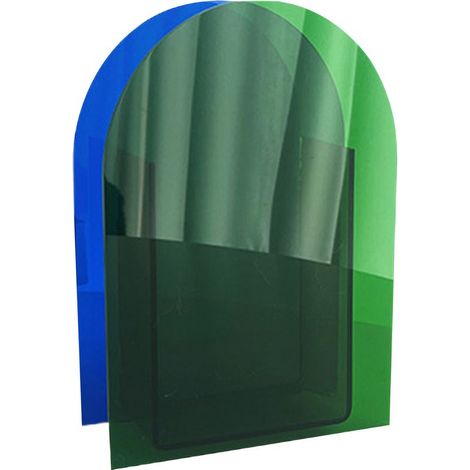Vase Acrylic Bleu Vert Unique Architecture Rectangulaire Géométrique Moderne pour Table de Dîner Bibliothèque Cuisine 19.5 x 13.5 x 5 cm (1/5)