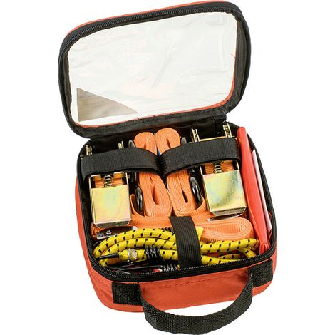 9-teiliges kwb Spanngurt-Set zur Ladungssicherung. Enthält Zurrgurte, Ratschen-Spanngurte, Gepäck-Spanner, Warnflagge. TÜV-geprüft, robust, für PKW, Transporter, LKW und Dachboxen geeignet (1/5)