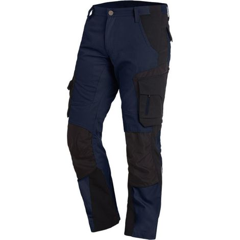 Pantalon de travail homme Florian FHB 125100 - Bleu foncé / Noir - 44 - Jambes standards (1/2)