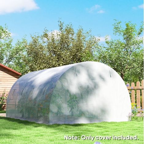 Bâche de serre de remplacement 400x300x200 cm en polyéthylène blanc, ventilée pour jardin – MEUBLIV (1/5)