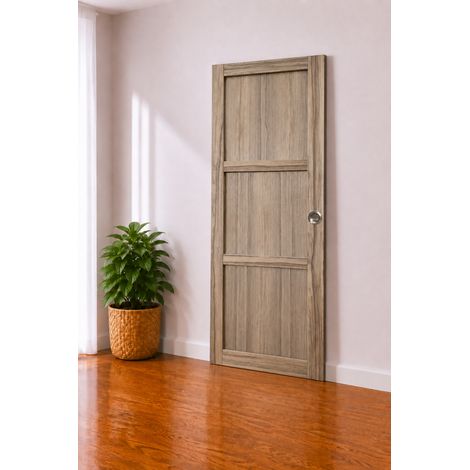 Porte Coulissante Bois Frake 3 Panneaux H204 X L73 Cm, Coquilles, Tire Doigt Gd Menuiseries (1/3)