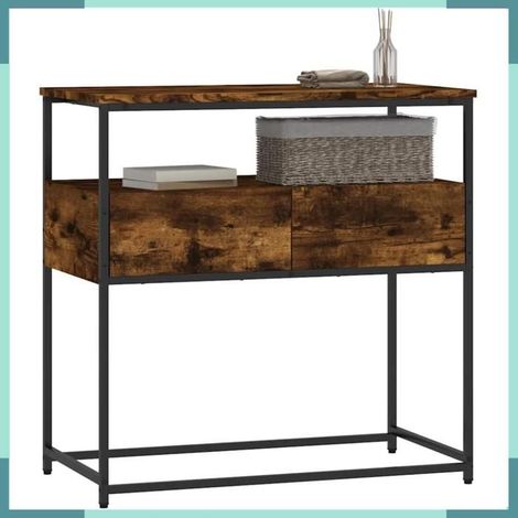 Table console - 834157 - chêne fumé - bois d'ingénierie et métal - 75 x 40 x 75 cm (1/5)