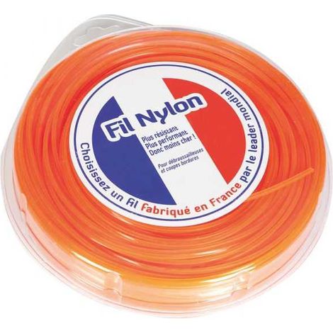 Fil nylon 4 mm x 25 m carré orange blister (1/5)
