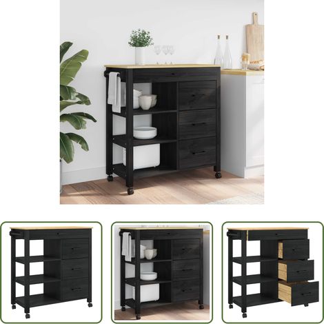 Rangement cuisine - Chariot de cuisine MONZA Noir 84 x 40 x 88,5 cm (1/5)