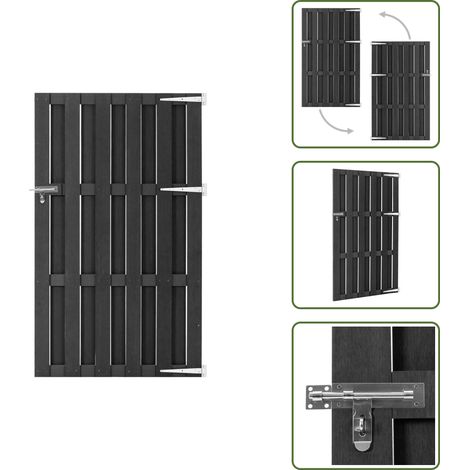 The Living Store Cancello da Giardino in WPC 100x180 cm Grigio - Recinzione