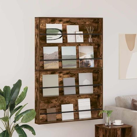 Magazinregal mit Regal 2 pcs Geräucherte Eiche 100 x 12 x 70 cm