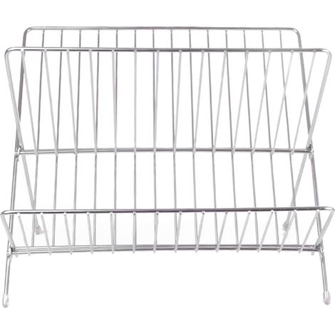 Égouttoir à vaisselle pliable en forme de X à 2 niveaux, support pour assiettes et bols, idéal pour les comptoirs de cuisine. (1/5)