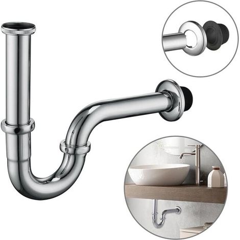 Siphon de Lavabo en Acier Inox Chromé Siphon Tube pour Lavabo Anti-odeur - G1-1-4" Siphon Courbé (1/4)