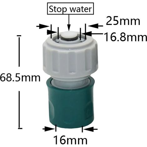 Raccord rapide d'arrêt d'eau 1/2 3/4 pouce pour tuyau d'arrosage, compatible avec les tubes de 16/20 mm et les systèmes d'irrigation goutte à goutte pour serres (1 pièce). (1/5)