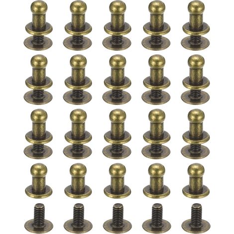 4mm Clou à Tête Sphérique Avec Rivets à Visser, Lot de 50 Boutons à Tête Ronde Pour La Création de Sacs à Main Et Ceintures en Cuir, Ton Bronze (1/5)