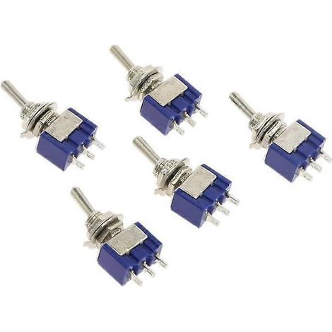 Interrupteur à bascule ONON SPDT 6 A 125 V à verrouillage, double circuit, lot de 5 pour applications CA (1/2)