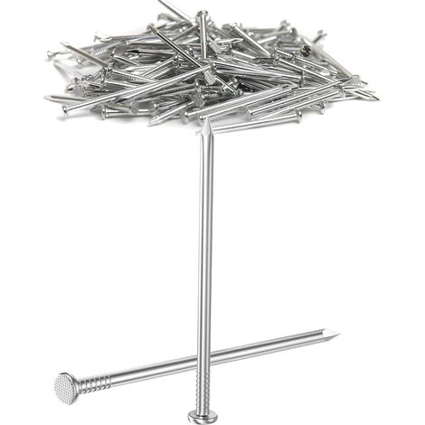 50 pièces de clous en acier 100 mm, clous en acier inoxydable, clous pour images, clous pour travaux du bois et de la brique pour une utilisation sur la brique, le plâtre et le bois (1/5)