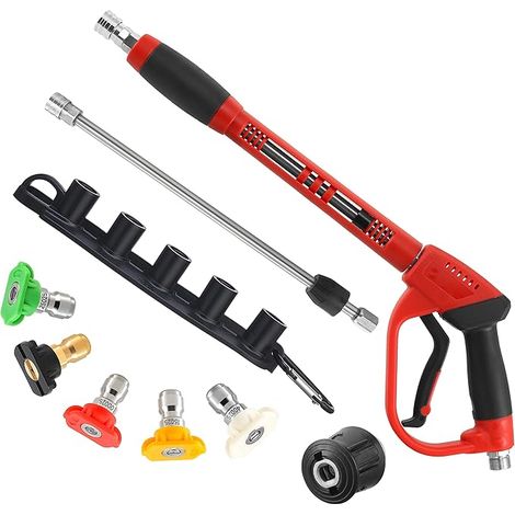Tool Daily Pistolet Long pour Nettoyeur Haute Pression avec Adaptateur pour Karcher K2 K3 K4 K5 K6 K7, Lance de Rechange, Baguette d'Extension, 5 Embouts de Buse, Raccord M22 14 mm, 1 Mètre, 350 bar (1/5)
