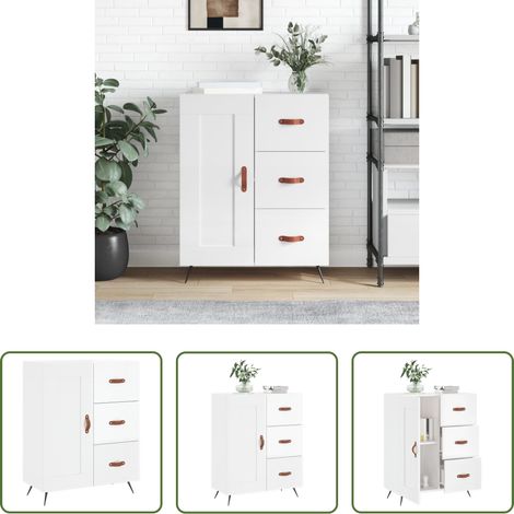 Hochglanz-Weiß - Sideboard Hochglanz-Weiß 69,5x34x90 cm Holzwerkstoff (1/5)