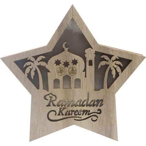 LED-Pentagrammlampe Ramadan Eid Mubarak aus flexiblem Buchsbaumholz, tragbare, handgefertigte Dekoration für Weihnachtsbaum und Garten, Modell JM01943 (1/5)