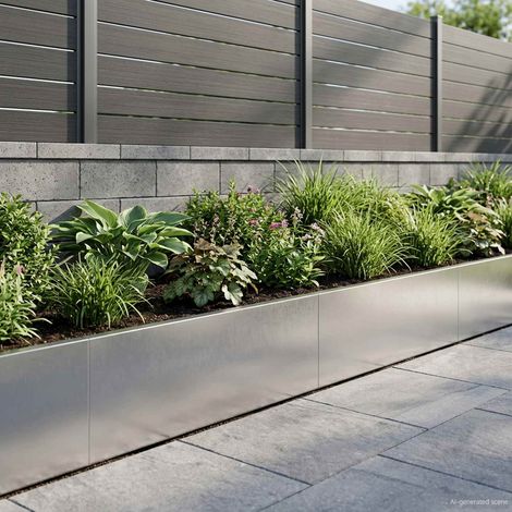 vidaXL Muro di contenimento 2 pz 100 x 12 x 30 cm Acciaio Inox Argento