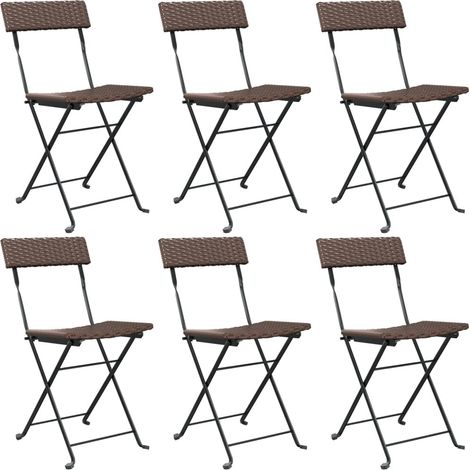 Maison Exclusive - Bistrostühle 6 Stk. Klappbar Braun Poly Rattan