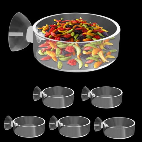 Sollbry Mangeoire pour crevettes d'aquarium avec ventouse en verre - Bol rond transparent - Plateau d'alimentation pour animaux de compagnie - Bol en verre pour reptiles (6 pièces) (1/5)