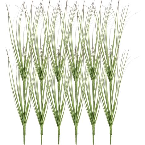 12 Pcs Gazon Artificiel Plantes,13,8" Plastique Faux Blé Herbe Verdure Arbustes Extérieur Artificiel Arbustes Faux Buissons pour Maison Jardin Façade, Rouge (1/5)