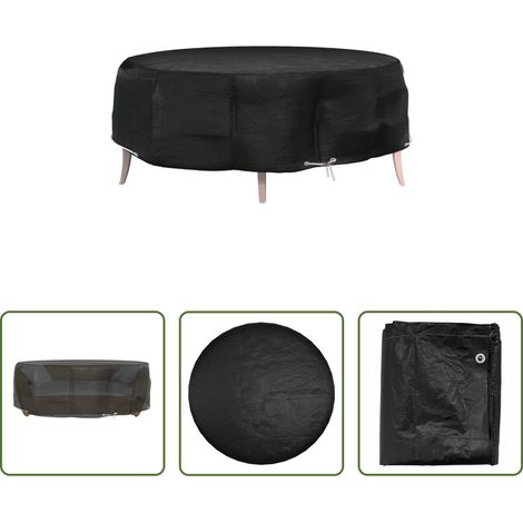 vidaXL Housse de jardin - Housse pour salon îlot 8 œillets Ø188x50 cm rond (1/5)