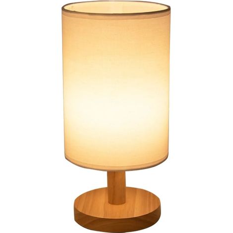 1 lampe de chevet, cylindrique, bois massif et lin, protection des yeux, 2500-3000K, USB 5V, pour chambre à coucher bureau hôtel (1/5)