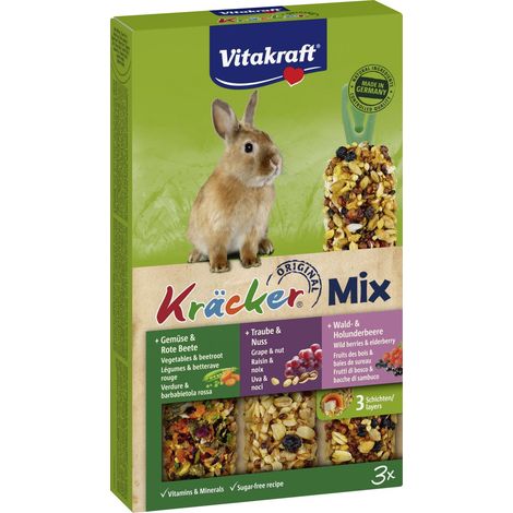 Vitakraft Kräcker®Trio Gemüse Nuss Waldbeer 3 Stück / 168 g Futtertrog & Kleintierfutter (1/2)
