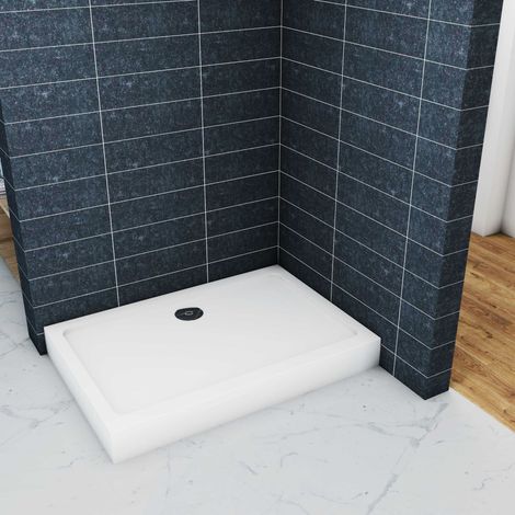 Océan Receveur De Douche L.70 x l.50cm Bac À Douche Blanc Extra-plat Carré Avec Le Kit De Plinthe Et Pieds Et Bonde De Douche