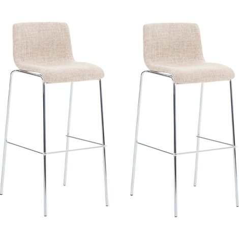 CLP – Lot de 2 tabourets de bar Hoover en tissu – Hauteur d'assise 75 cm – Structure métallique chromée – Repose-pieds intégré pour confort