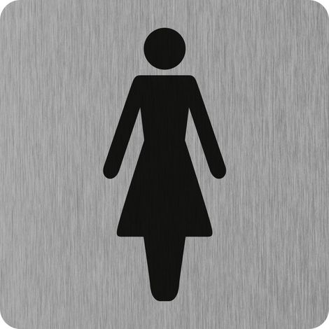 Plaque de porte Toilettes Femme - Aluminium brosse 100x100mm - 4384030